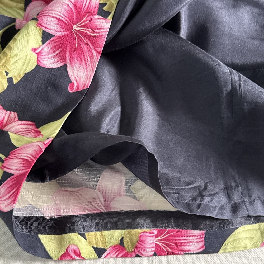 Tommy Bahama 100% Silk Tropical Hibiscus Faux Wrap Sheath Dress Size 4 Resort - Picture 13 of 16